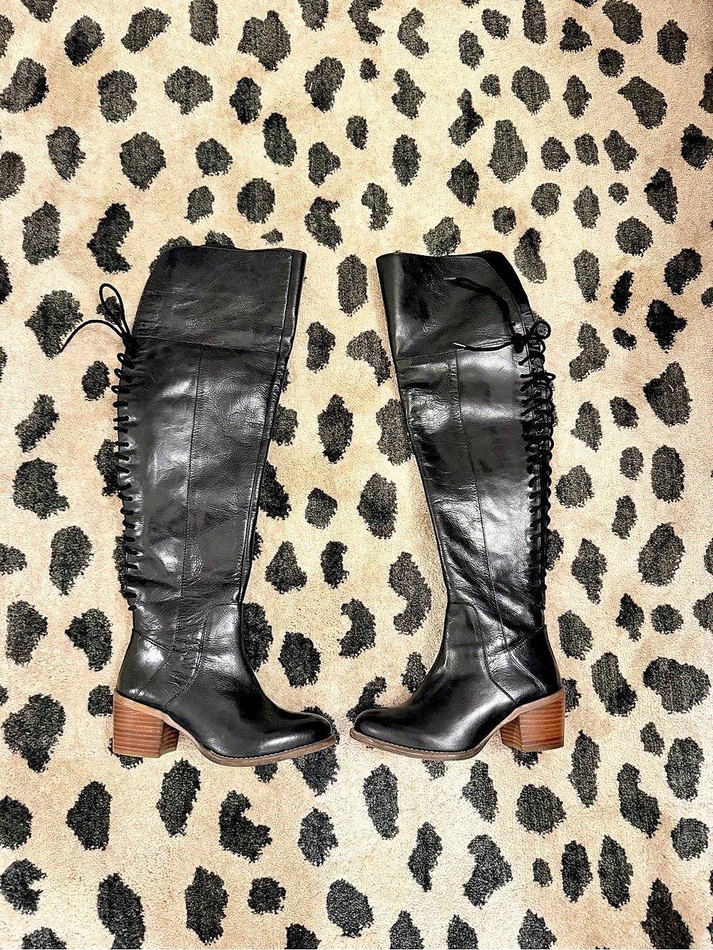 Diba True Sunset Sail II Leather Lace-Up Heeled Boots US 6.5